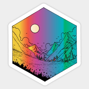 colorful mountains Sticker